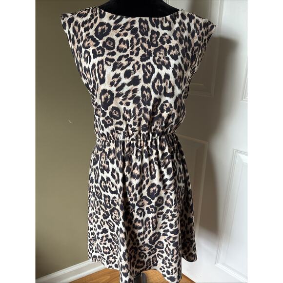 ALICE + OLIVIA BEIGE TAN BLACK LEOPARD PRINT DRESS open back strap sz XS New - Picture 1 of 11